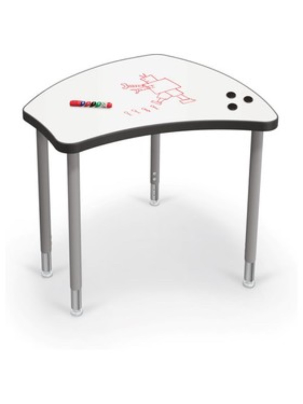 Porcelain Steel Whiteboard Top Adjustable Height Collaborative Desk